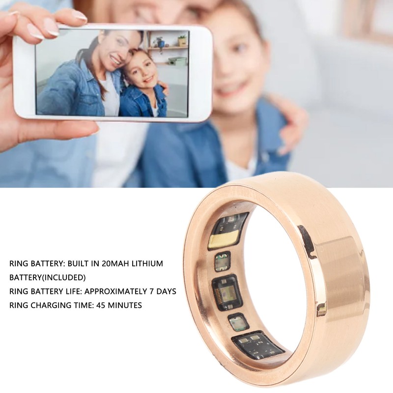 Smart Ring Pink Gold Sleep Monitor Health Tracker Waterproof Aluminum