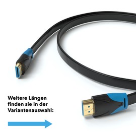 JAMEGA 3 m HDMI 2.0 Cable Flat 4K @ 60Hz | Compatible with HDMI 2.0a/b, 2.0, 1.4a | Supports Ultra HD, 4K, 3D, Full HD, 1080p, HDR, ARC, High Speed with Ethernet