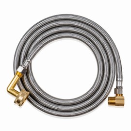 Dishwasher Installation Kit, 3/8 Inch Compression, 3/8 Inch MIP Elbow, 3/4 Inch FHT Elbow, 6 Foot Braided Stainless Steel Dishwasher Connectors, 41041