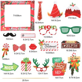 38 PCS Christmas Photo Booth Props Christmas Photo Booth Props Kit-PVC Inflatable Christmas Party Inflatable Frame and Photo Booth Props for Winter New Year Xmas Christmas Party Decorations Supplies