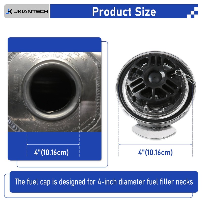 JKIANTECH 4" Non-Locking Diesel Fuel Cap, Compatible with 1972-2017 Peterbilt