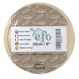 EFO Rundes Schneidebrett - Holzbrett - Holzunterlage - Schneidebrett Holz - Hackbrett - Servierbrett - Brett aus Buchenholz Durchmesser 20 cm