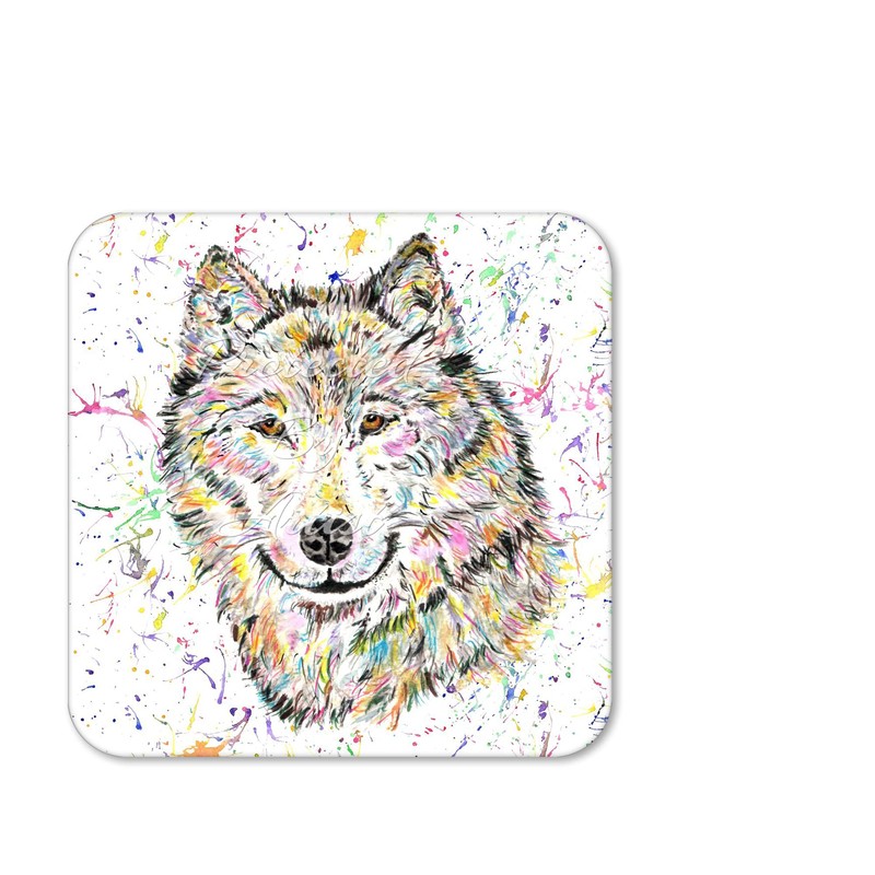 Coaster Wolf Wildlife animal Coasters Watercolour Art Gift Work Office