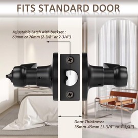 Probrico (4 Pack Privacy Door Lever[Thumb Turn Lock on The Inside],Locking Door Handle Set for Bedroom & Bathroom Doors,Keyless Black Finish Wave Door Lock, Reversible Right & Left Side Handed