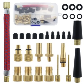 AMANDELIZABE Bicycle Valve Adapter Set, All Valve Adapters Bicycle, Car Valve Adapter and French Valve Adapter with Sorting Box, Air Pump Adapter, Ball Needle and Compressor Valve Adapter