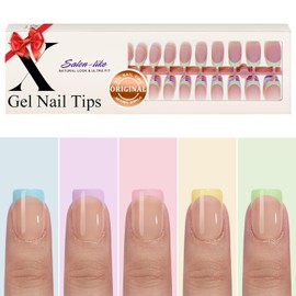 Medium Square French Tip Press on Nails SXVME Gel X French Tip Nails French Tips Gel X Nails Pre-applied Tip Primer Natural Skin Tones Fake Nails for Women Nails DIY 150Pcs Soft Gel Nail Tips