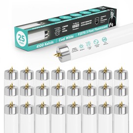 GoodBulb 25-Watt 36 Inch T8 Fluorescent Light Bulb 4100K Cool White Medium Bi-Pin Base 2225 Lumens 86 CRI 36000 Life Hours Instant/Programmed Start Pack of 25 Bulbs