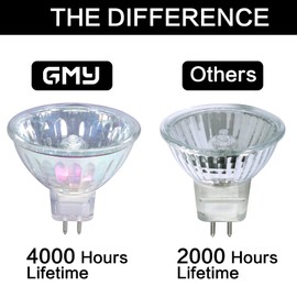 GMY MR16 Halogen Bulbs 50W, 12V GU5.3 Base Dimmable Spotlight, 36° Beam Angle, 3000K Warm White, 4000 Hours Long Lifetime, 2 Pin Base Dichroic - 12 Pack