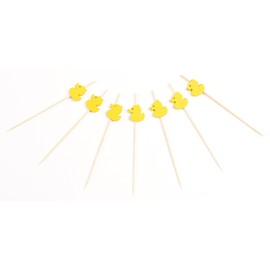PuTwo Cocktail Picks Handmade Bamboo Toothpicks 100ct 4.7" in Yellow Ducks