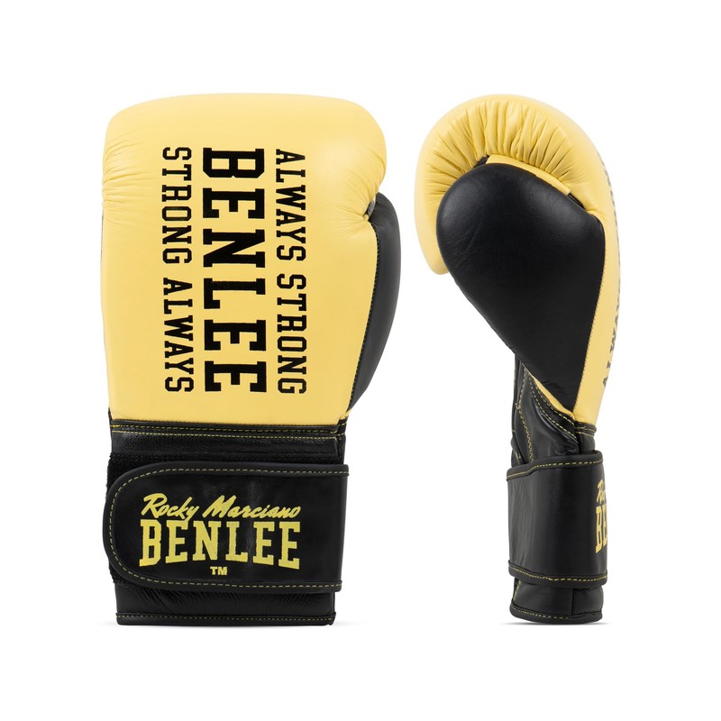 Benlee Hardwood Leather Boxing Gloves, 12 oz, Yellow/Black
