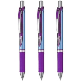 Pentel Energel BLN75 Retractable Gel Rollerball Pen 0.5mm Purple (Pack of 3)