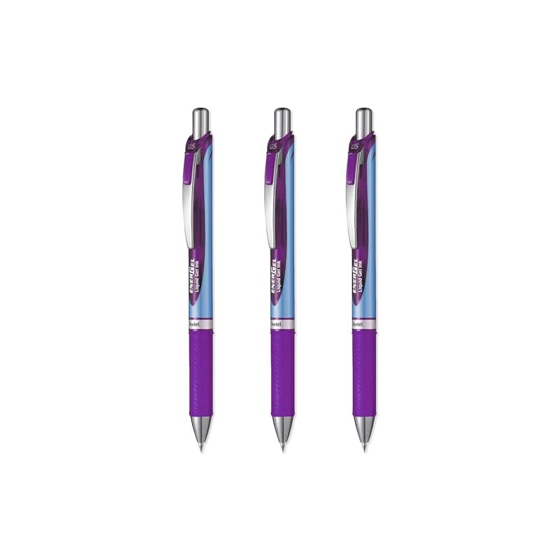Pentel Energel BLN75 Retractable Gel Rollerball Pen 0.5mm Purple (Pack