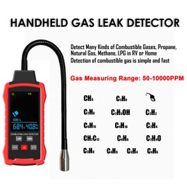 Natural Gas Detector, Gas Leak Detector with 11-Inch Gooseneck, Locating The Source of Propane, Natural Gas, Methane, LPG and Combustible Gas Leak for Home and RV