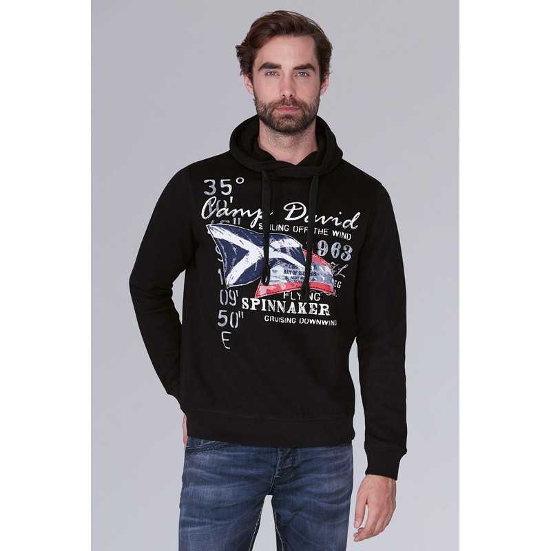 Camp David Men's Hooded Sweatshirt with Sailing Print - Casual