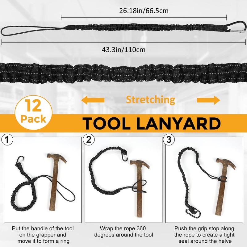 Elesunory 12 Pack Retractable Tool Lanyards for Hand Tools, Tool