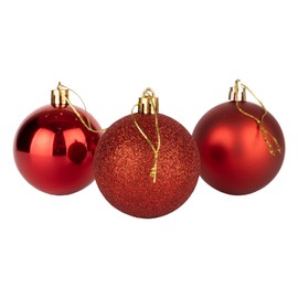 60mm/6Pcs Christmas Baubles Shatterproof Red, Christmas Tree Decorations Ball Ornaments Balls Xmas Hanging Decorations Holiday Decor - Shiny,Matte,Glitter