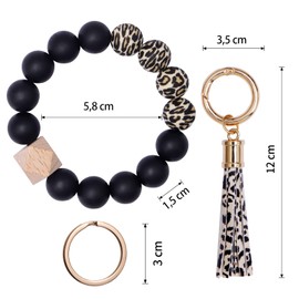 Aoksunova Key Ring Car Women Key Ring Bracelet Car Key Ring with Beads Tassel Gifts for Women, Ys-004, 8cm x 8cm