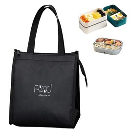 Foldable Cooler Bag, Insulated Lunch Bag, Picnic Cooler Bag, Foldable Picnic Handbag, Three Layers of Thick Fabric, for Carrying Lunch at Work, School, Picnic, Black