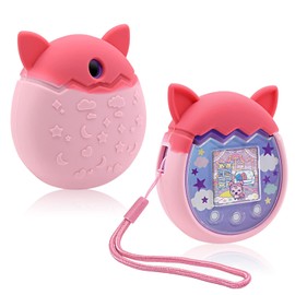 Winceed Silicone Case for Tamagotchi Pix Virtual Pet Game Machine, Protective Cover for Tamagotchi Pix Sleeve Protector Skin with Hand Strap (Pink)