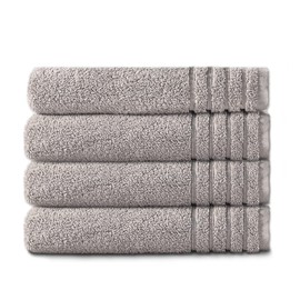 COTTON CRAFT Hand Towel - 4 Pack Super Zero Twist 100% Cotton Face Towels - Ultra Soft Absorbent Low Lint Durable Everyday Luxury Hotel Spa Shower Pool Gym Dorm -615 GSM - Oversized 16x30 - Light Grey