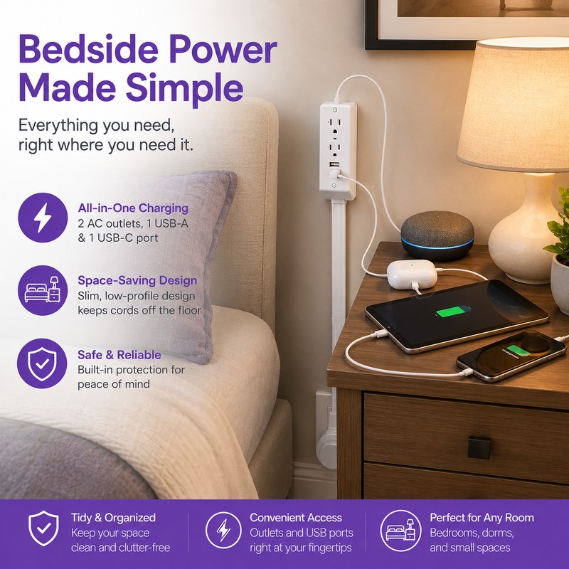 Electrical Outlet Extender for Home Charging – US Plug Multi-Outlet