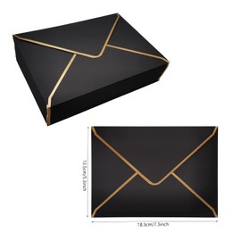 WEZCHUGHAOL 50 Pcs Invitation Envelopes, V-Flap Envelopes Mailing Card Envelopes, Quick Seal Envelopes with Gold Border for Birthday, Weddings, Graduations, Greeting Cards (Black, 5 x 7 inch)