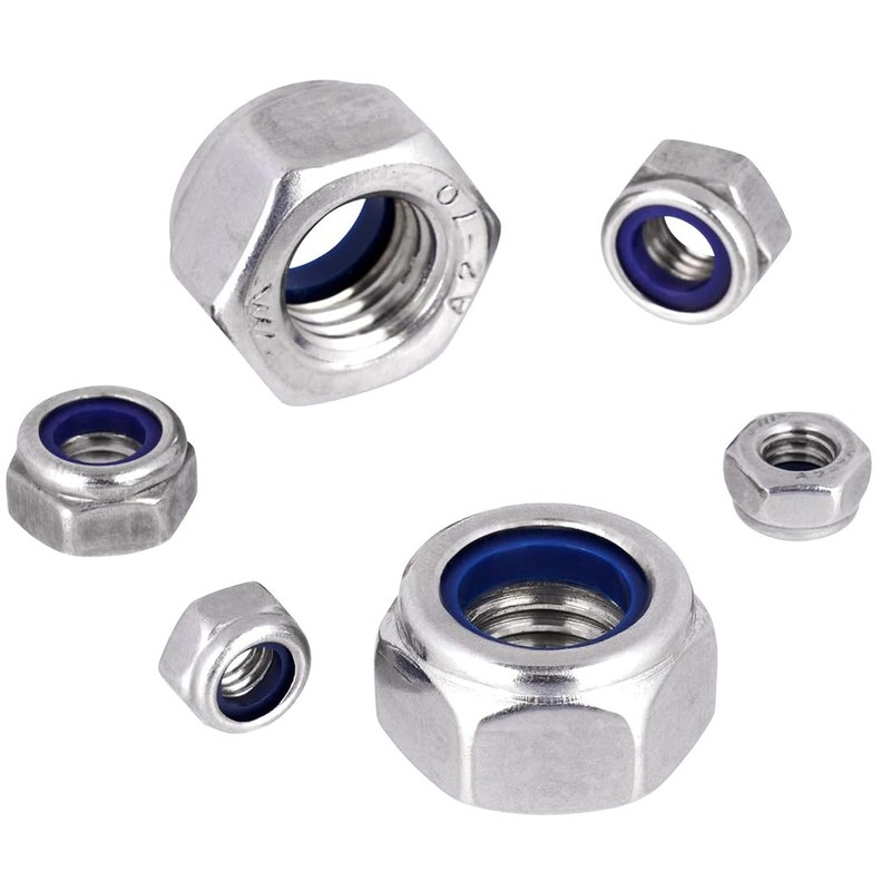 YOYEAH M6 Nuts Stainless Steel, 50 Pieces DIN985 Self-Locking Nuts,