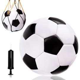 U&C Planet Kids Soccer Ball Size 4, Black White Classic Soccer Balls with Pump and Mesh Bag, Great Gift for Boys Girls Ages 6-12, Indoor Outdoor Fun and Games