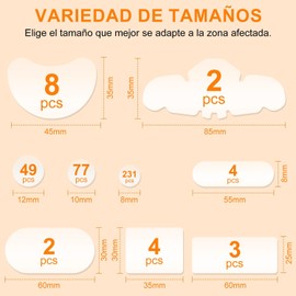NEARPOW 380 Parches Acné, Pimple Patch Multitamaño Formas Variadas Cara 9 tamaños y formas para nariz y cara. Absorben impurezas sin medicamento. Parches transparentes invisibles, cuidado facial