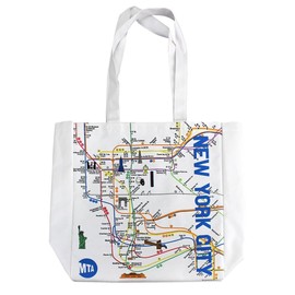 Artisan Owl MTA Subway Map Polyester Reusable Tote Bag – Lightweight and Durable (White)