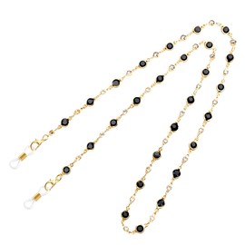 Yvey Essence Colorful Beaded Eyeglass Chains for Women - Sunglasses, Spectacle, and Reading Glasses Neck Cord Strap Holder (Beads Chain -Black)