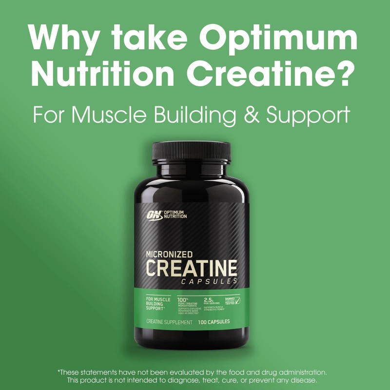 Optimum Nutrition Creatine 2500, 2.5g Monohydrate Muscle Strength, 100 Capsules
