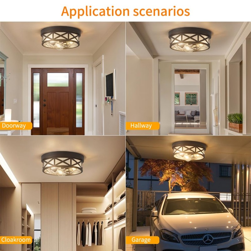 Yonhamph Motion Sensor Flush Mount Ceiling Light,3-Light Ceiling Light Fixture