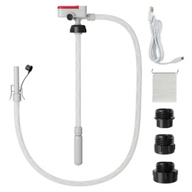 GOPLUS Tragbare Ölwechselpumpe, Dieselpumpe, Ölabsaugpumpe mit automatischem Stopp-Sensor & 3 Adaptern, kompatibel mit Benzin, Diesel und Kerosin
