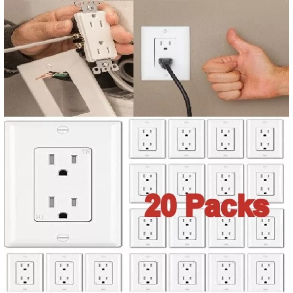 20 Pack Tomacorriente de pared Decorator de 15 amperios,15 A/125