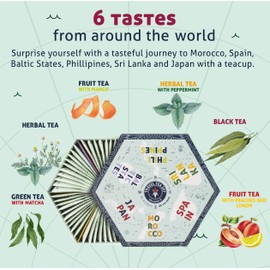 ACORUS | Travel Tea Set Vol. II | Tea Gift Set of 6 Flavors of Different Destination | Discover the World With a Cup of Tea | Assorted Tea Variety Pack | Large Tea Sampler Box | 60 Tea Bags