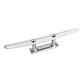 QWORK® 200 mm cleat made of 316 stainless steel, flat with 2 holes, extremely rust-proof, salt water and UV resistant, mooring clamp for rope, ropes, flag poles