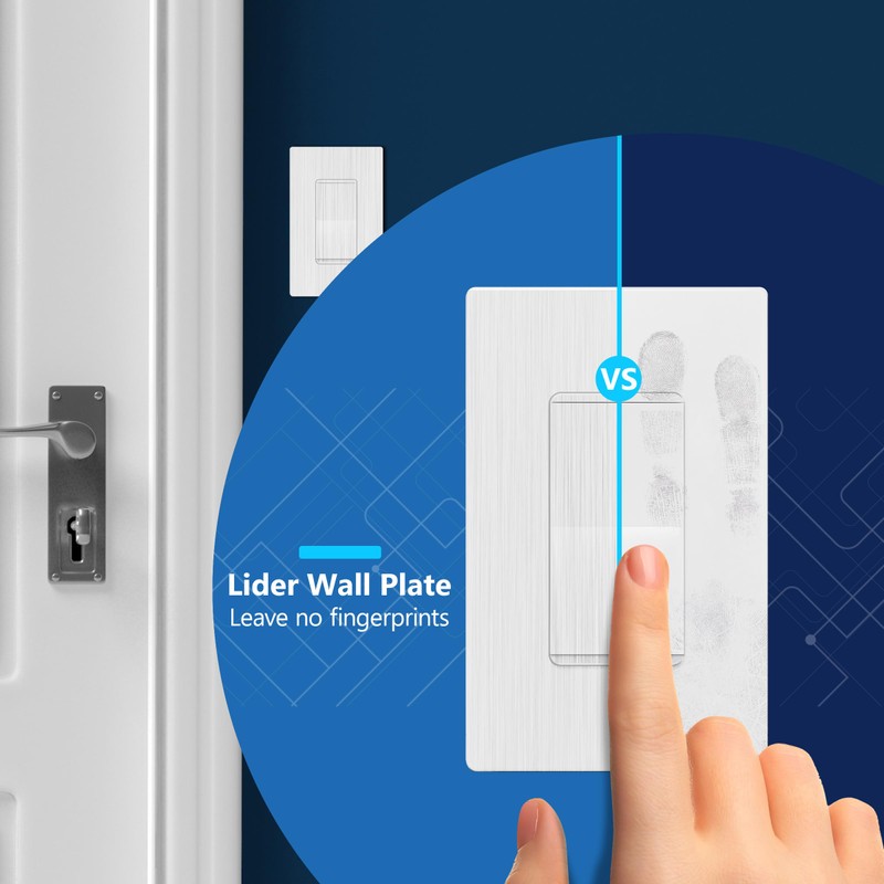 LIDER Brushed White Minimalist Design Decorator Switch with Screwless Wall