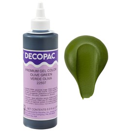 DecoPac Premium Gel Food Coloring | Olive Green Food Coloring For Baking | 8oz | Color Buttercream, Fondant, Frosting & Piping Gel, Food Safe, Highly Concentrated Gel, 8 oz - Olive Green