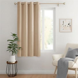 MIULEE Blackout Curtain for Living Room, Super Soft Black Out Curtain with Eyelet, Thermal Insulated Room Darkening Window Drape for Bedroom W55 X L57 inch Beige, 1 Panel