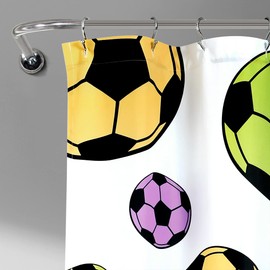 Lush Decor Girls Soccer Kick Shower Curtain, 72" x 72", White & Turquoise