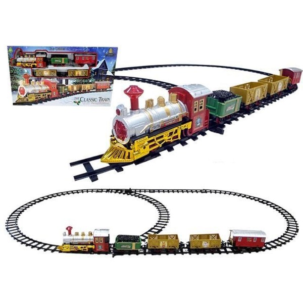 16-Piece Battery Operated Lighted and Animated Christmas Express Train Set with Sound