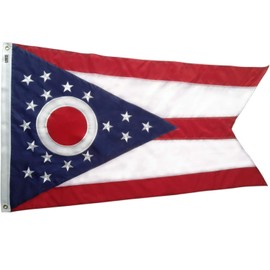 GORISE Ohio State Flag 3x5 ft 300D Nylon Premium Embroidered OH State Flag - Long Lasting Nylon, Sewn Stripes and Brass Grommets, UV Protected, 3 by 5 Outdoor Ohio Flag