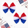 IKOLA 4.5 Inch Sequin Hair Bows, Red White Blue