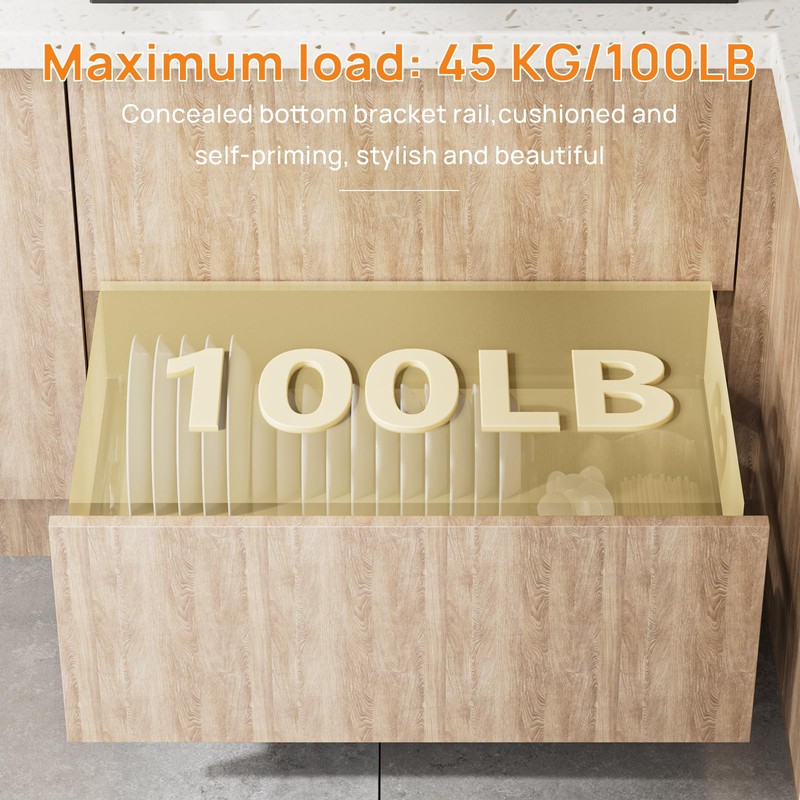 PHWALK 20 Inch Soft Close Undermount (Bottom Mount) Drawer Slides,