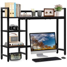 GYXZ Desktop Shelf, 45'' Desktop Organizer Shelf for Computer Monitor, 4 Tier Desktop Hutch Storage Rack for Home Office Dorm, Black