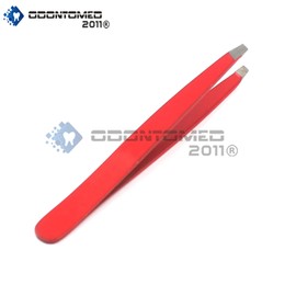 OdontoMed2011® PROFFESIONAL RED COLOR COATED EYEBROW TWEEZER SLANTED HAIR BEAUTY WOMAN BEAUTY MAKEUP TOOLS ODM