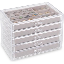 MAGMALIFE - Magma Life Joyero de Acrílico con 5 Cajones: Elegante Organizador que Combina Funcionalidad y Estilo, con Espacios Específicos para Collares, Anillos y Pulseras ¡Todo en un solo Espacio