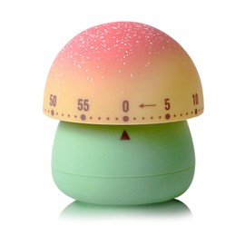 NUOSWEK Mechanical Kitchen Timer - Cute Mushroom Wind Up 60 Minutes Manual Countdown Timer for Classroom, Home, Study and Cooking (Green Base)