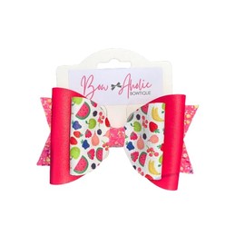 Bow-Aholic Bowtique- Yummy Summer Faux Leather and Glitter Handmade Hair Bow. (Medium, Apple Blossom)